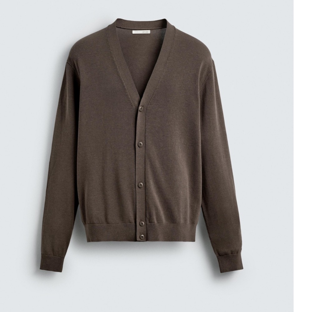 Zara Men's Dark Brown Cardigan Sweater